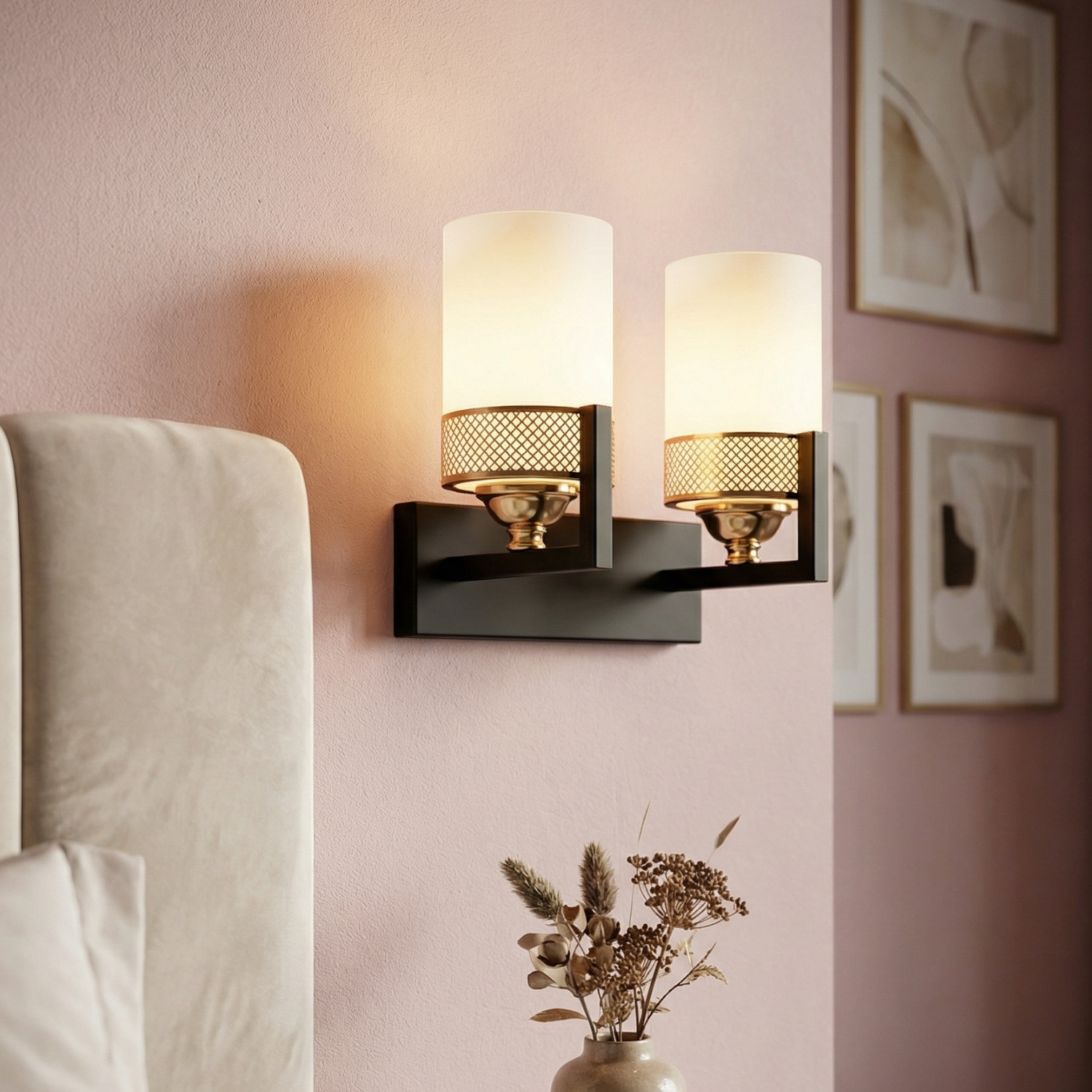 Eliante Modern Wall Lights Mild Steel, Glass & Glass Material Brown,Gold & White Finish - Eliante