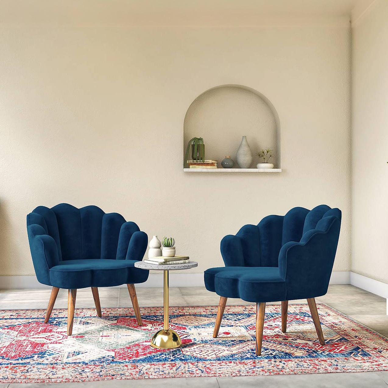 Korine Accent Chair in Blue Velvet Colour