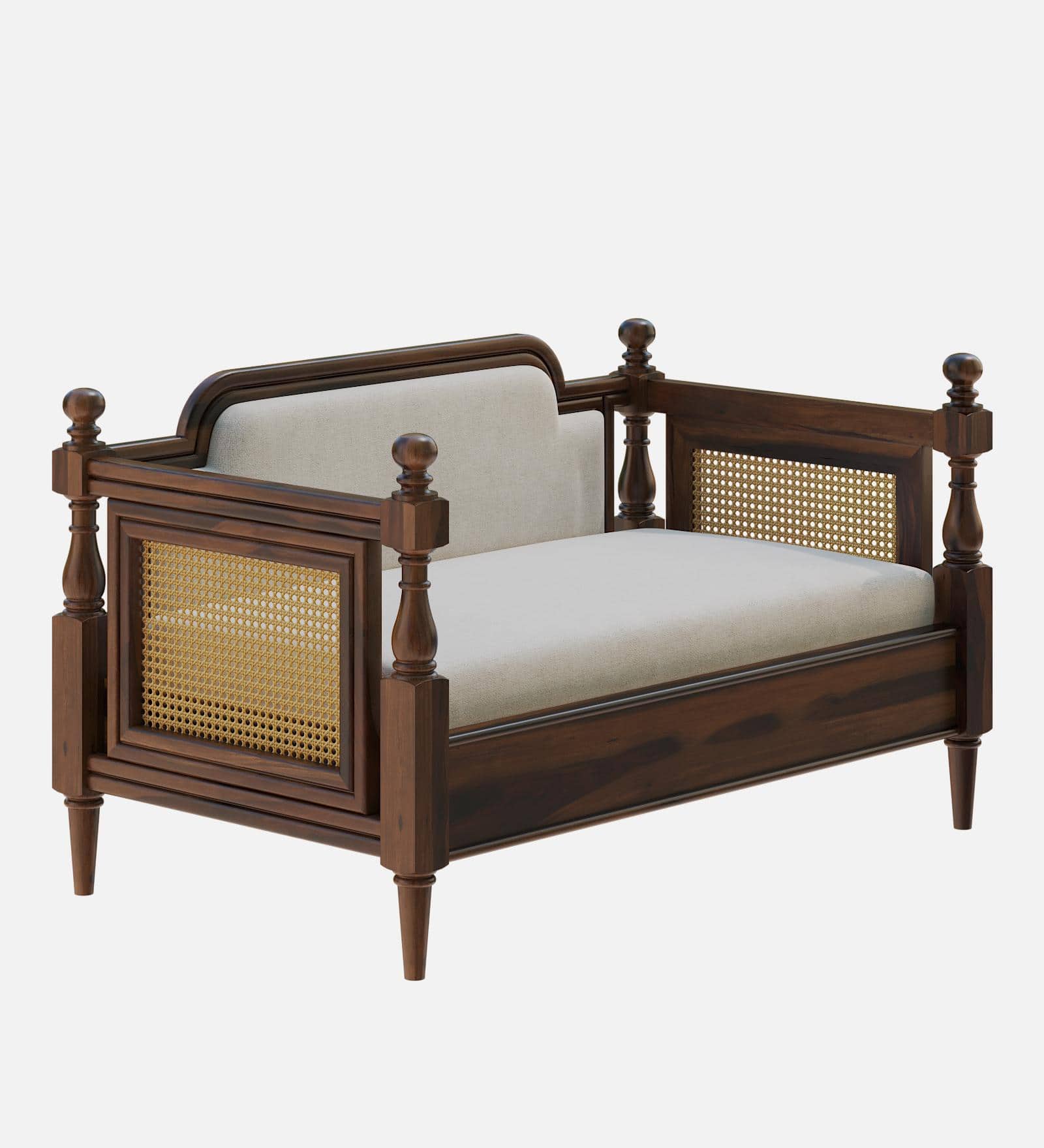 Rattan Solid Wood 2 Seater Sofa in Provincial Teak Finish