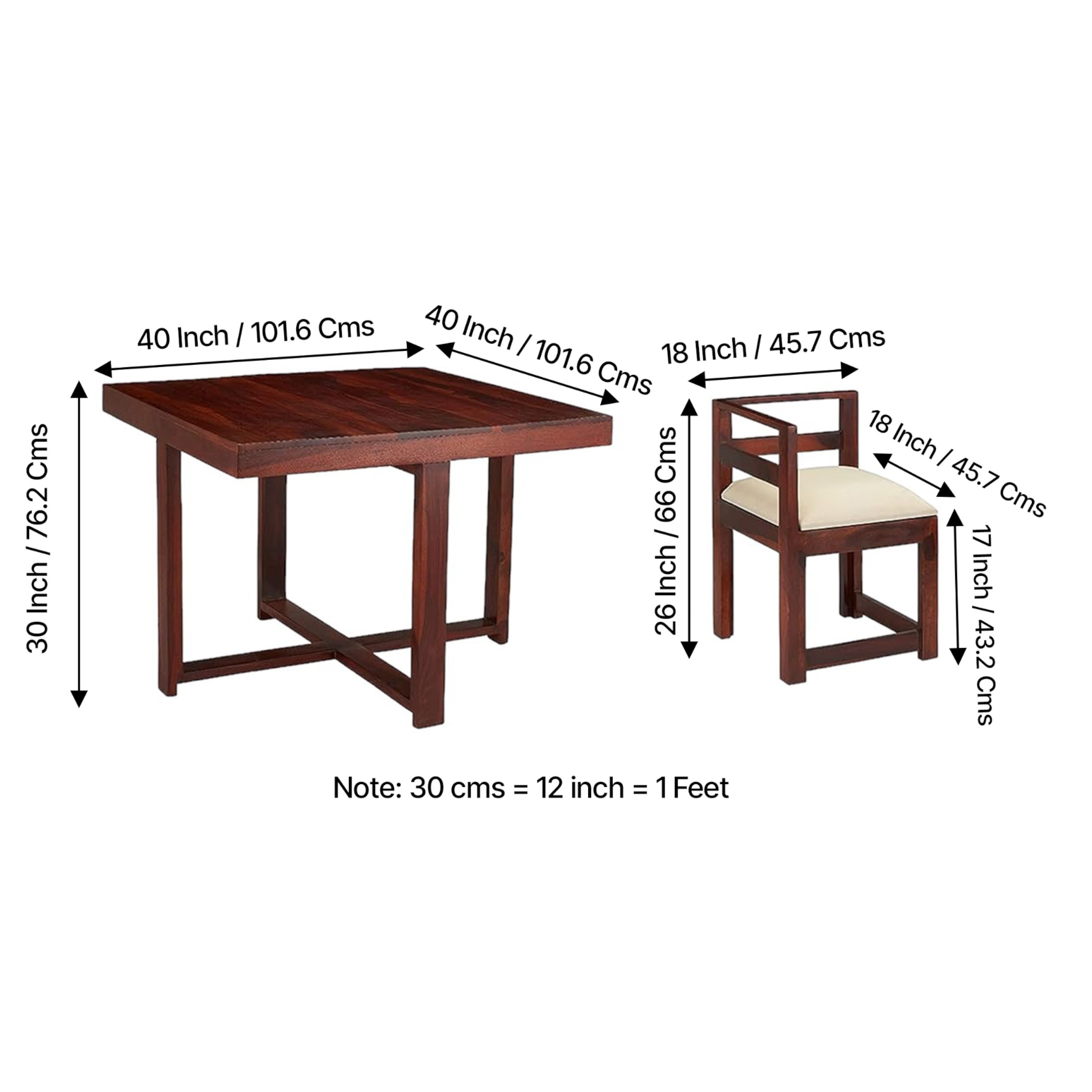 Kingston Sheesham Wood Accent 4 Seater Dining Table Set