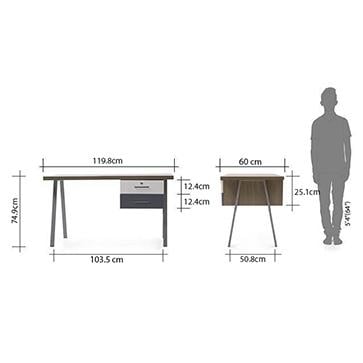 Twain Engineered Wood Study Table in Cherry Melamine Finish