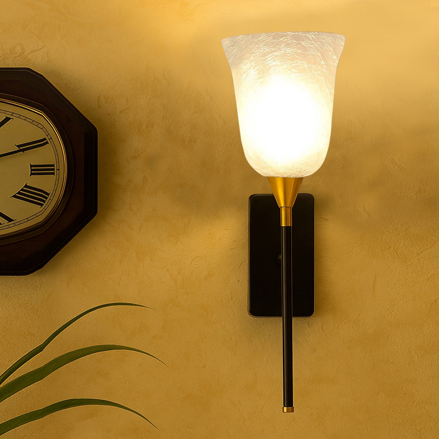 Devansh Metal Electric Wall Light in Black Colour with White Shade Count of 1 Light - Devansh