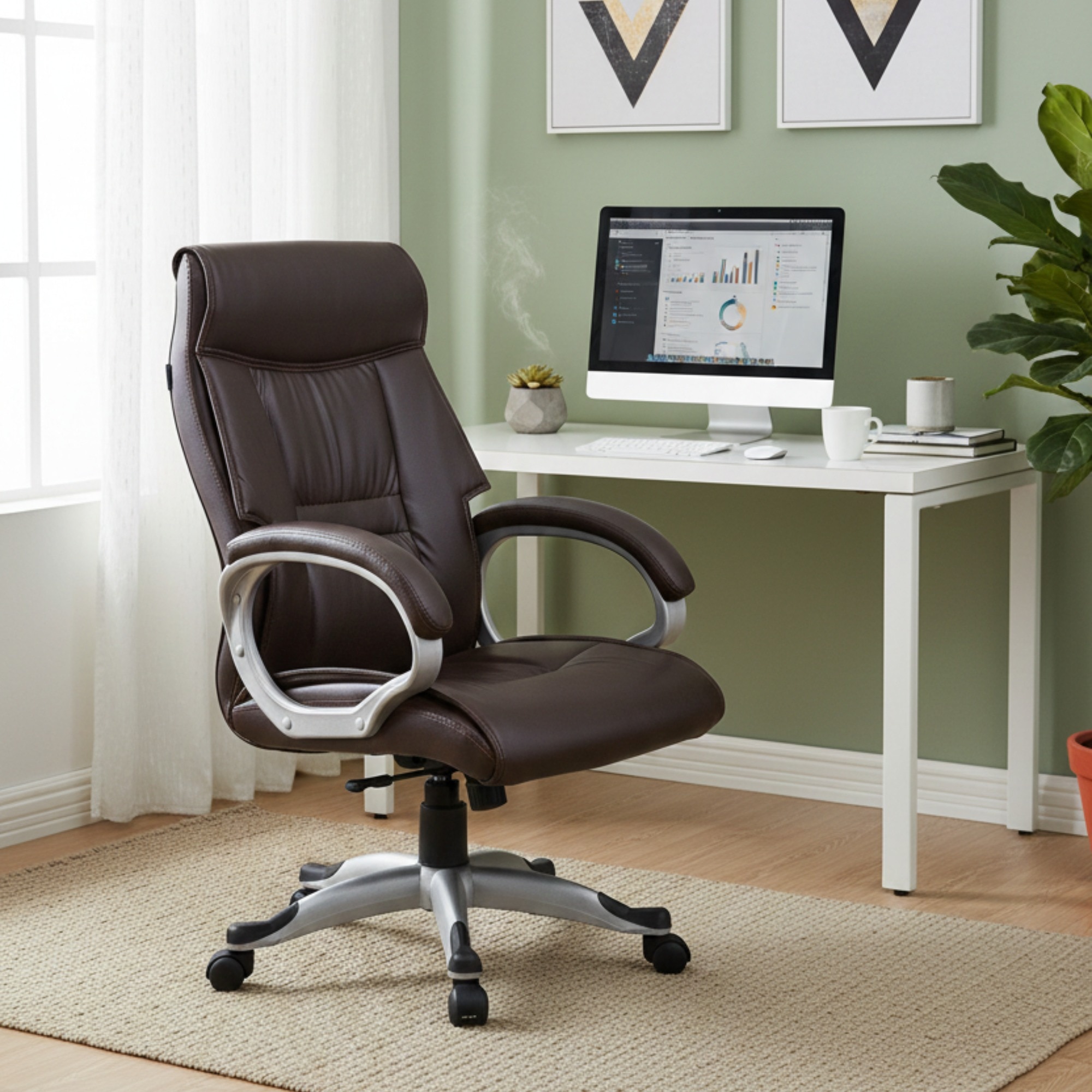 Adiko High Back Exceutive Chair In Brown - Adiko Systems