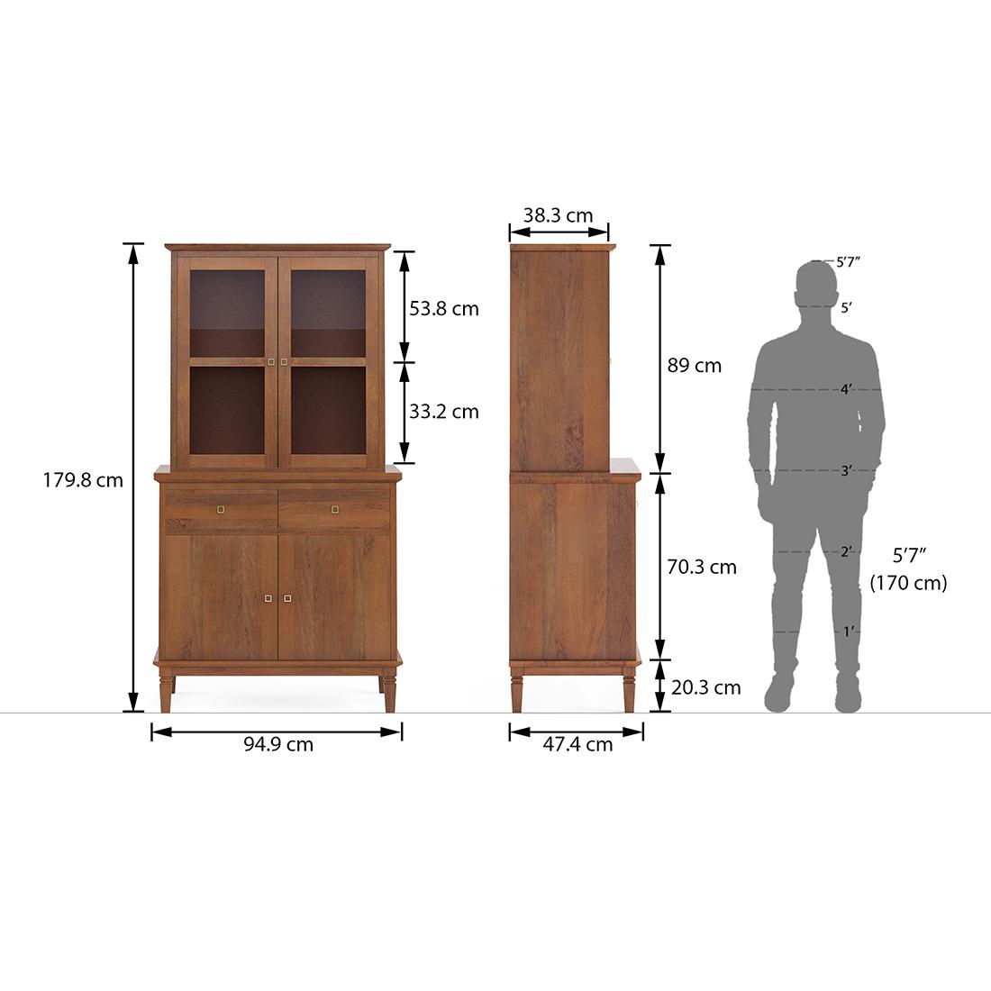 Malabar Solid Wood Sideboard in Amber Walnut Finish