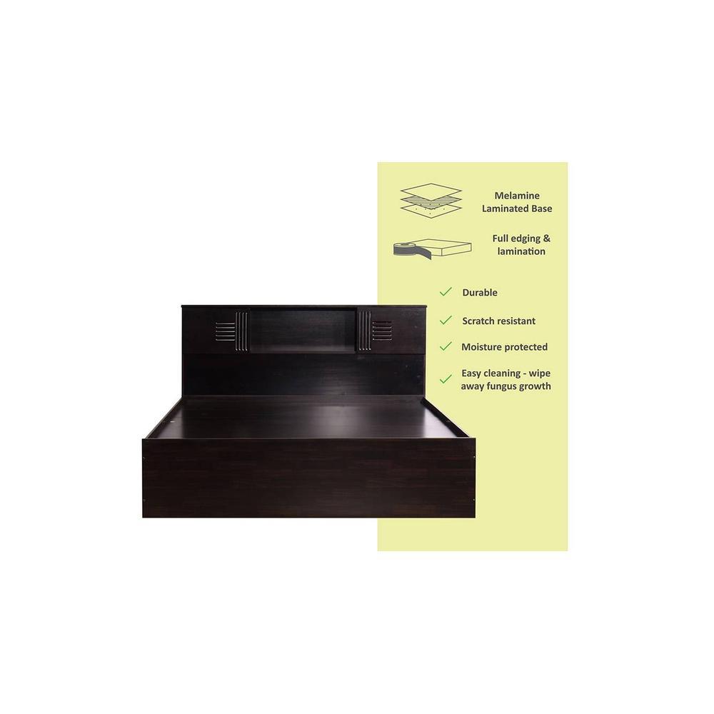 Graeae Solid Wood Queen Size Drawer Storage Bed In Melamine Finish