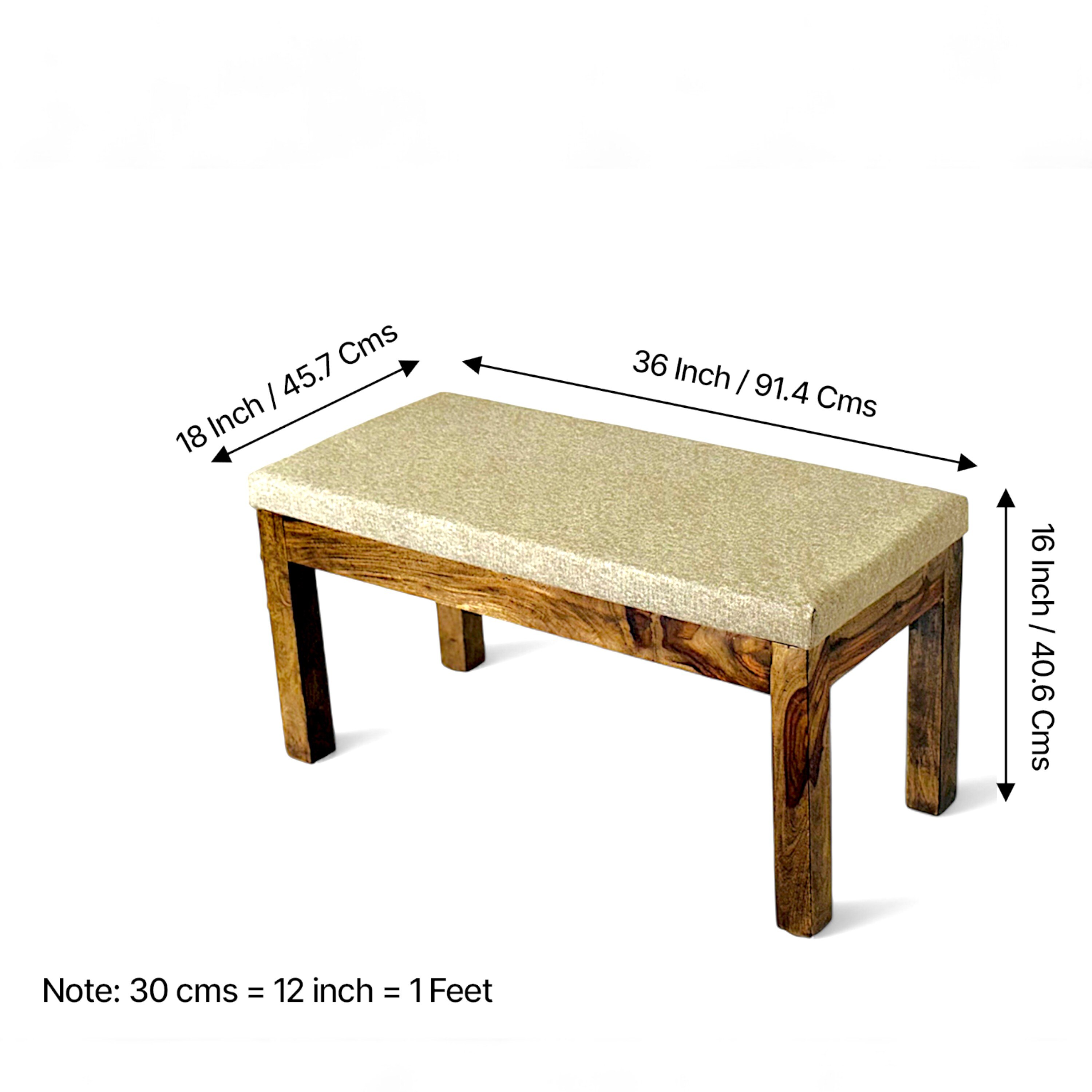 Maati Sheesham Wood Accent 2 Seater Bench In Jute Beige