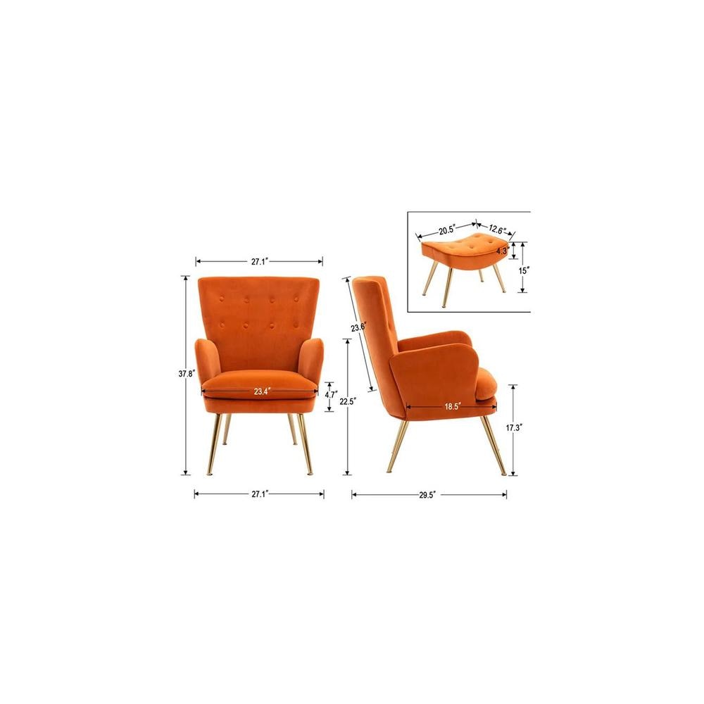 WilAccent Accent Chair With Ottoman Orange