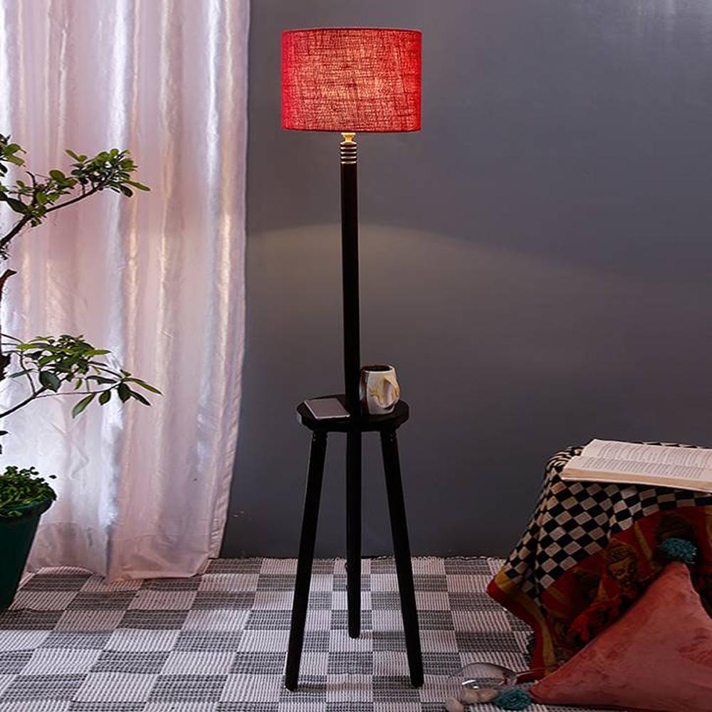 Gates Maroon Cotton Shade Floor Lamp