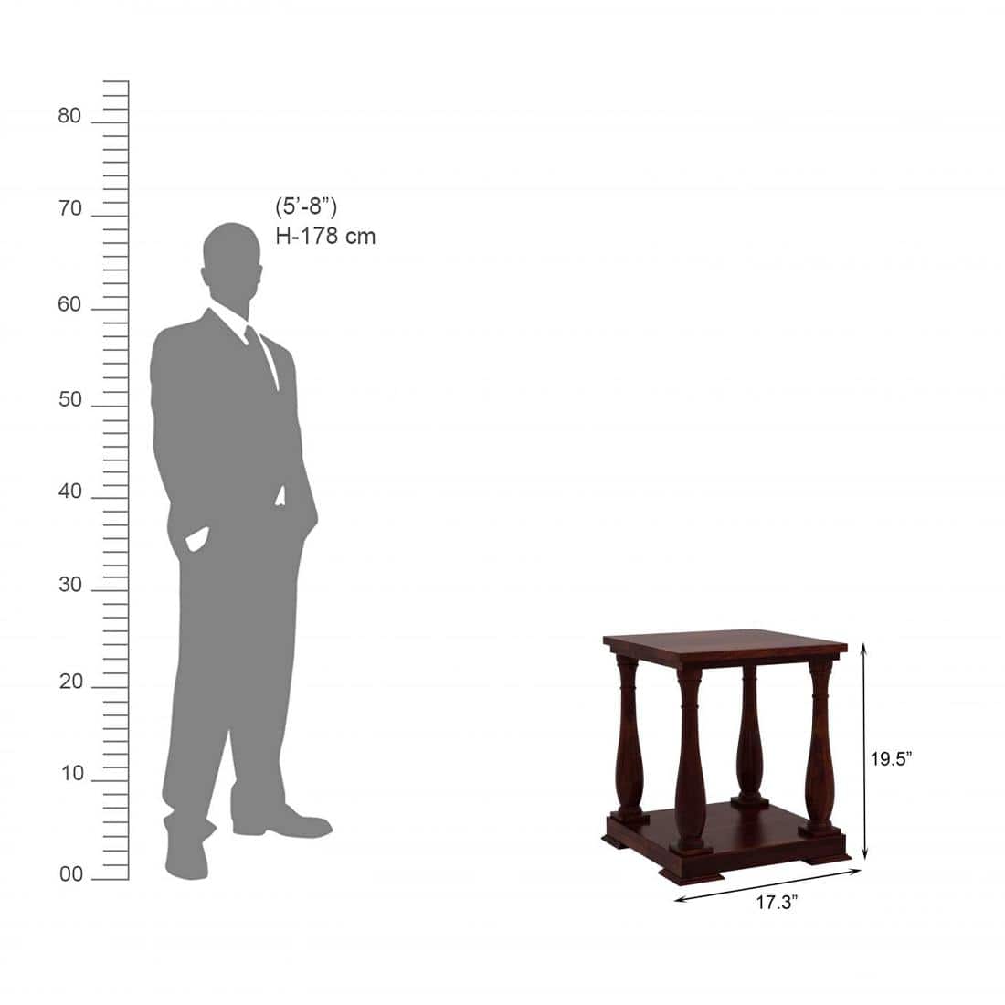 Mundra Solid Wood Bedside Table in Teak Finish