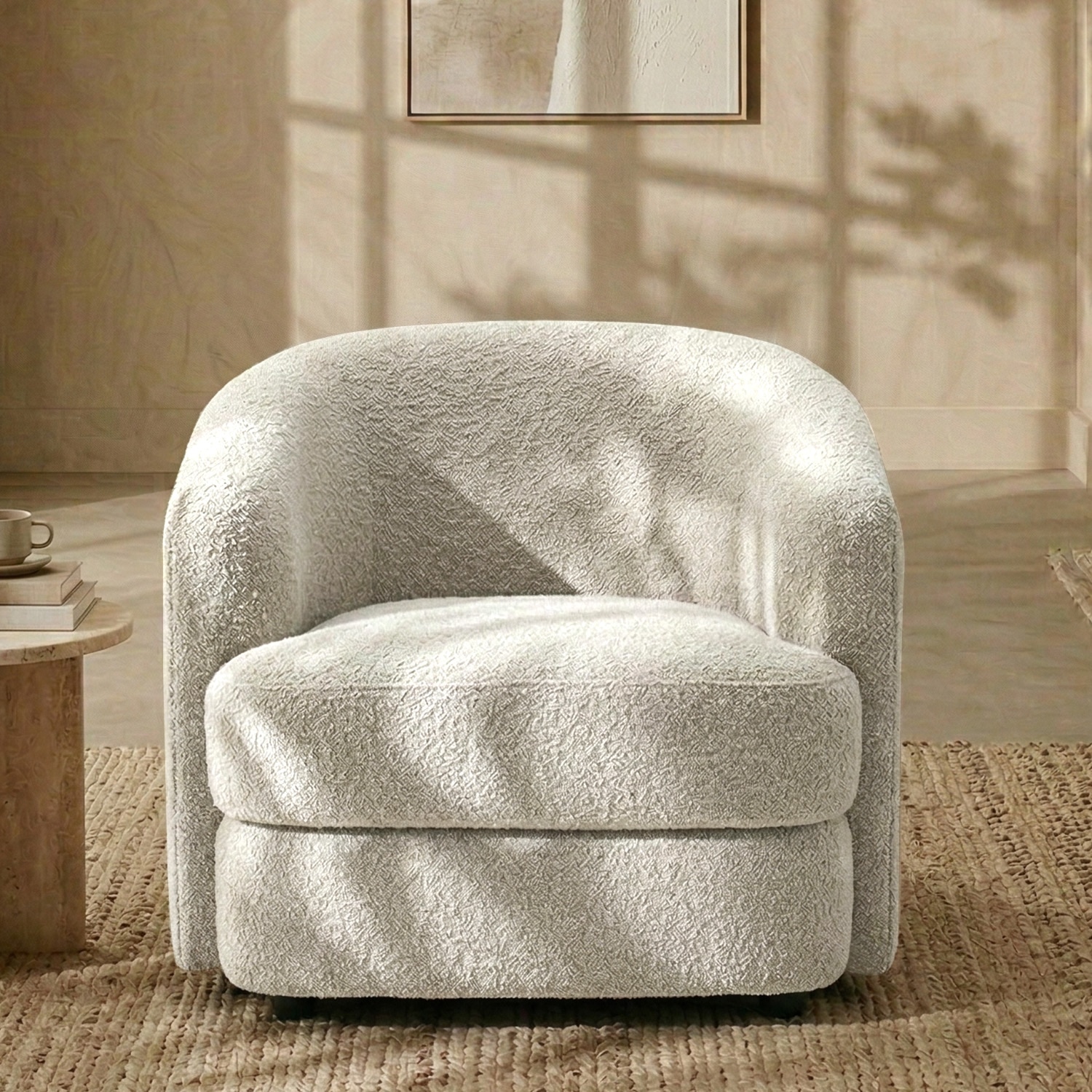 Elegantensemble Wood 1 Seater With Upholstery Non Storage Sofa In White Colour - Nestroots