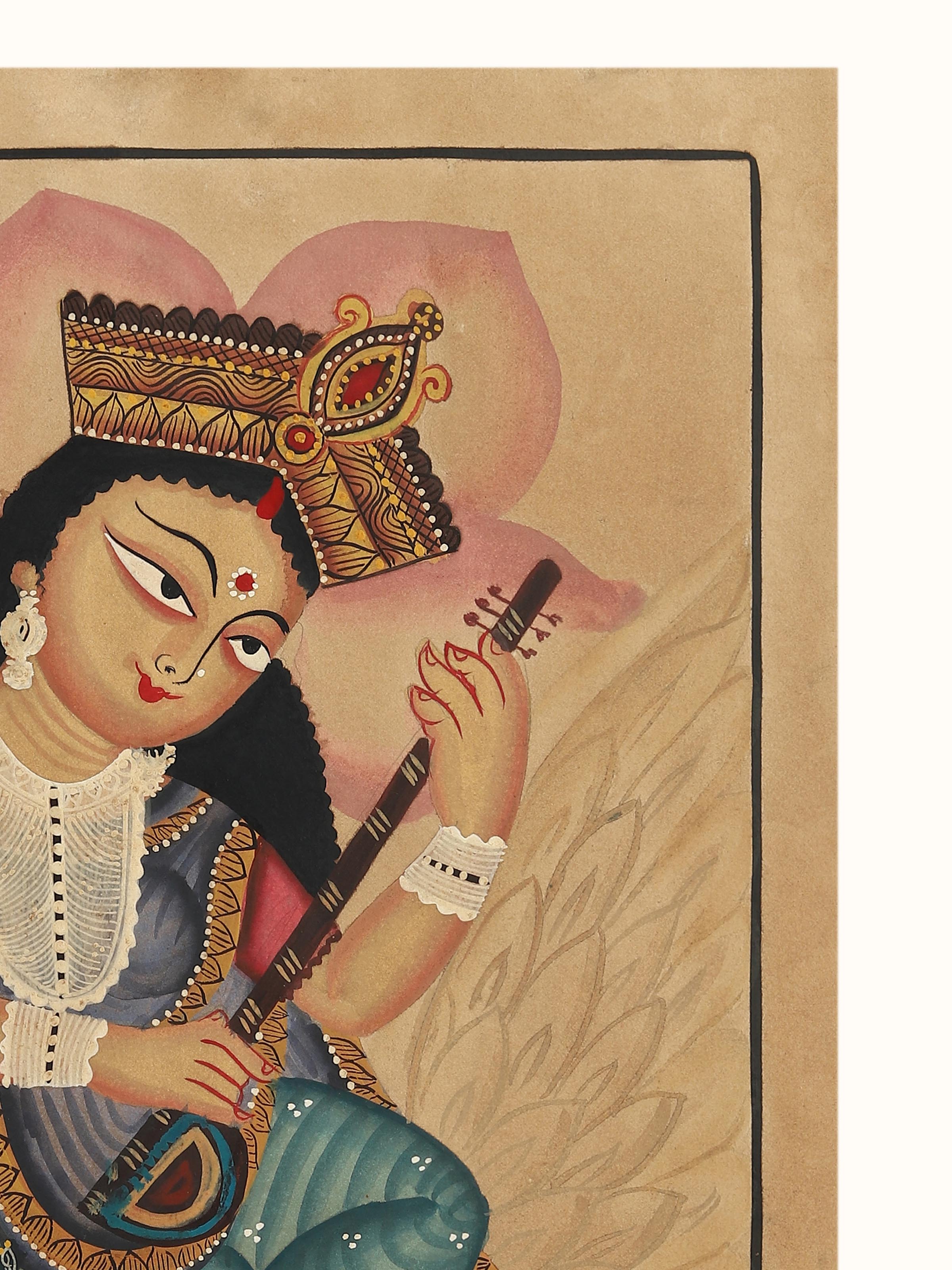 Devi Saraswati Kalighat Painting