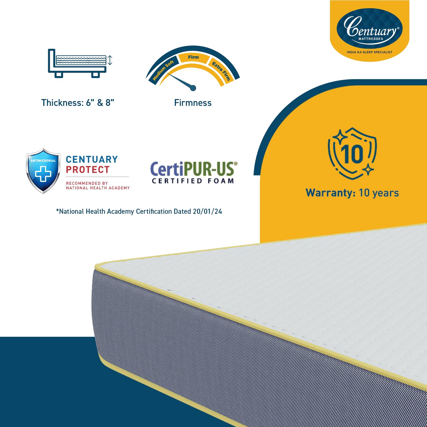 Sleepables Orthopedic Memory Foam Back Support Mattress (72 x 36 in, 6 Inches)