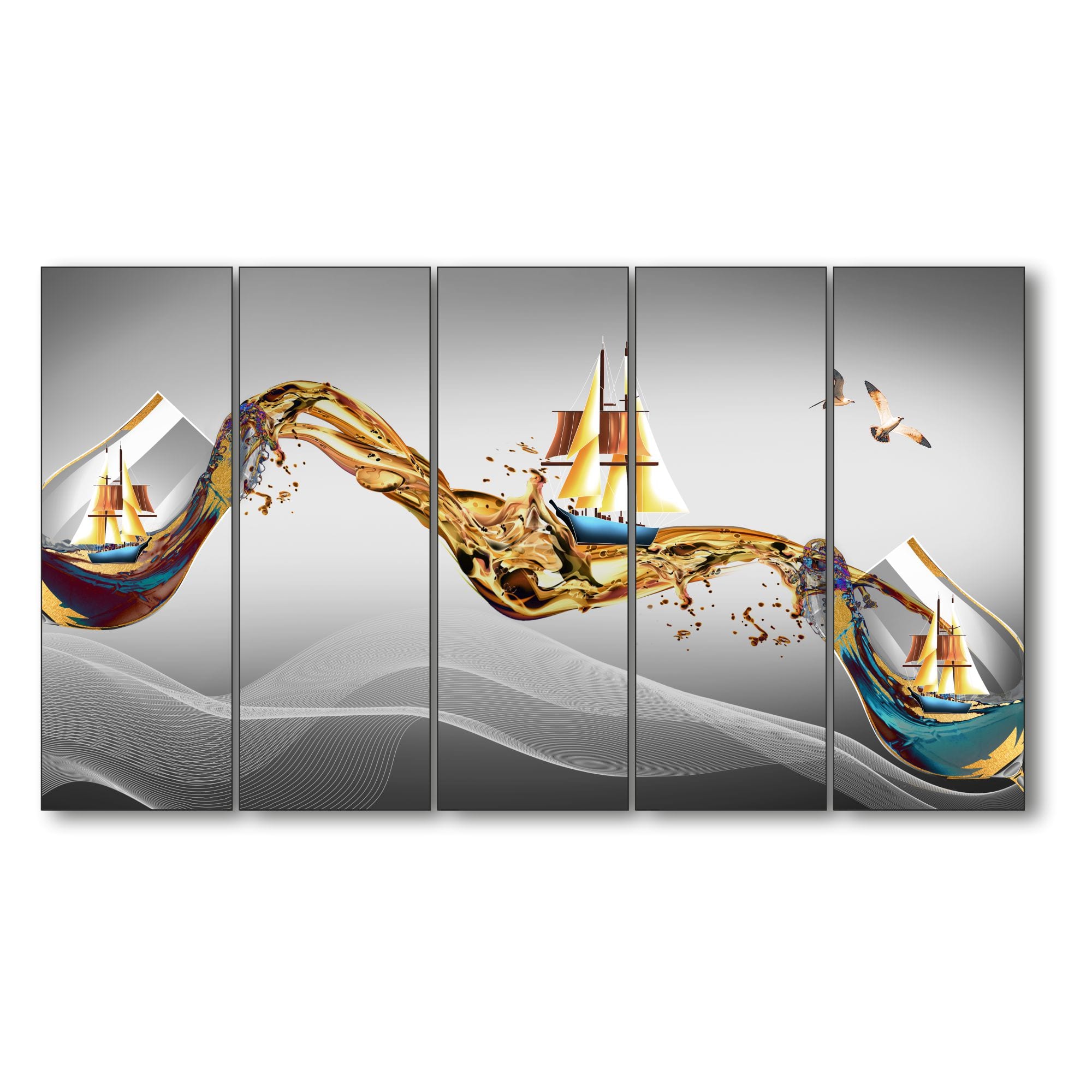 The Castle Decor Abstract Wall Painting Wooden Framed 27x48 Inch for Living Room (Style 8) - The Castle Decor