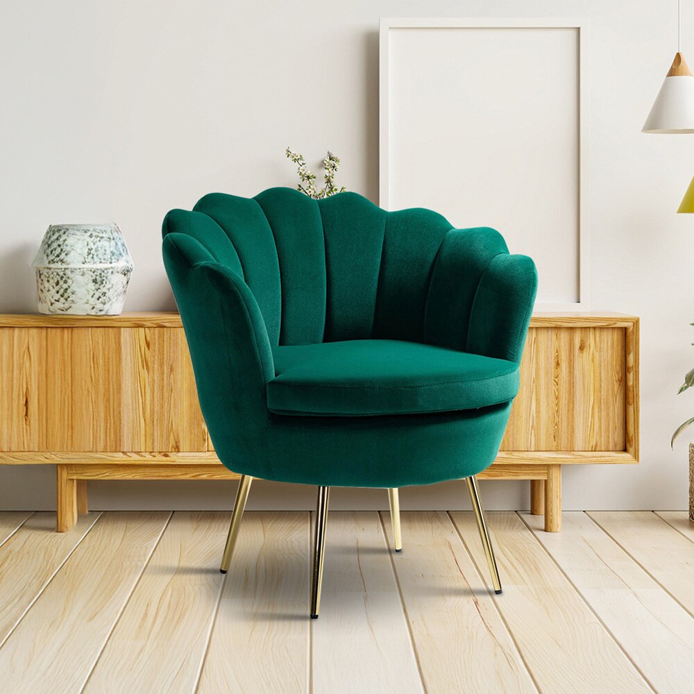 Melta Solid Wood Accent Chair in Green Colour