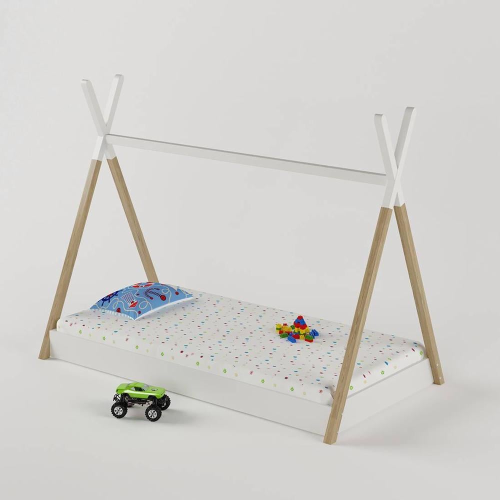 Camping Out Engineered Wood Bed in White Colour