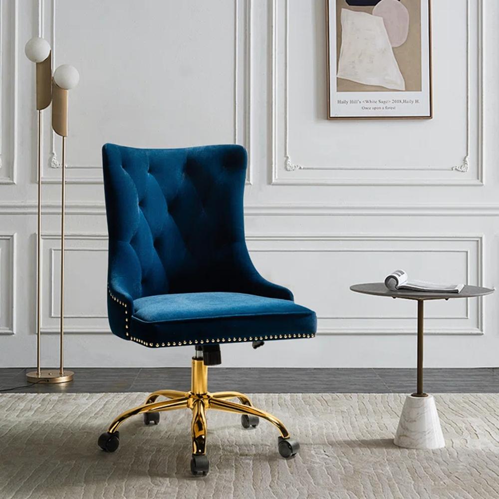 SWEN Fabric Accent Chair in Blue Colour - Doe Buck