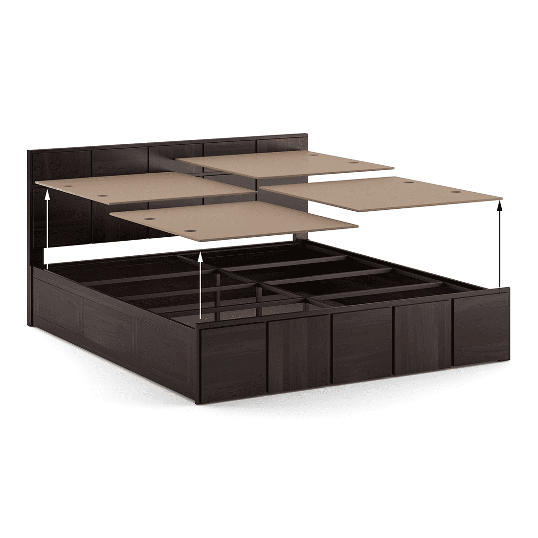 Astoria Solid Wood King Size Box Storage Bed In Mahogany Finish