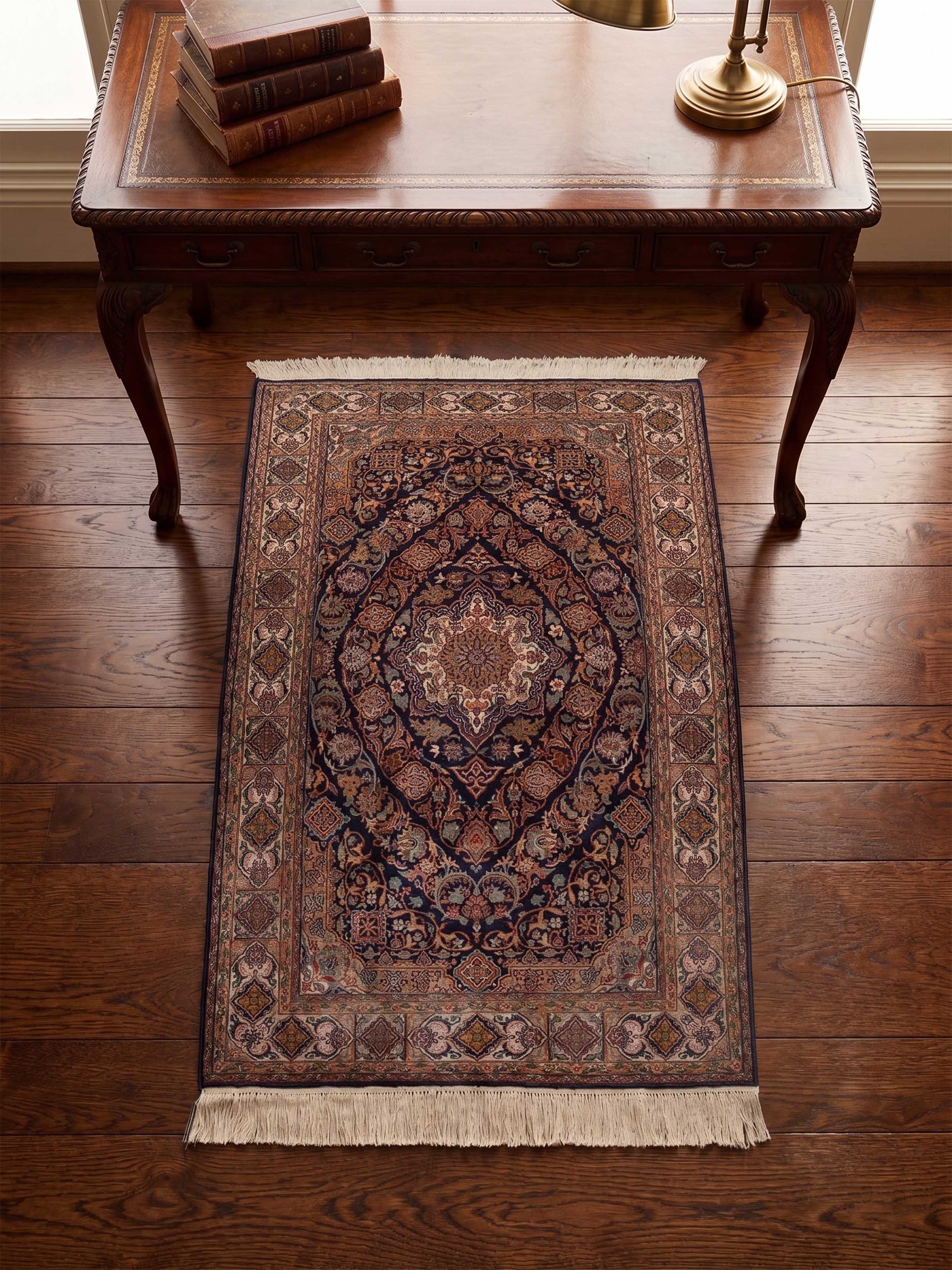 Traditional Persian Sadakdar Kashmir Silk Hand-knotted Runner