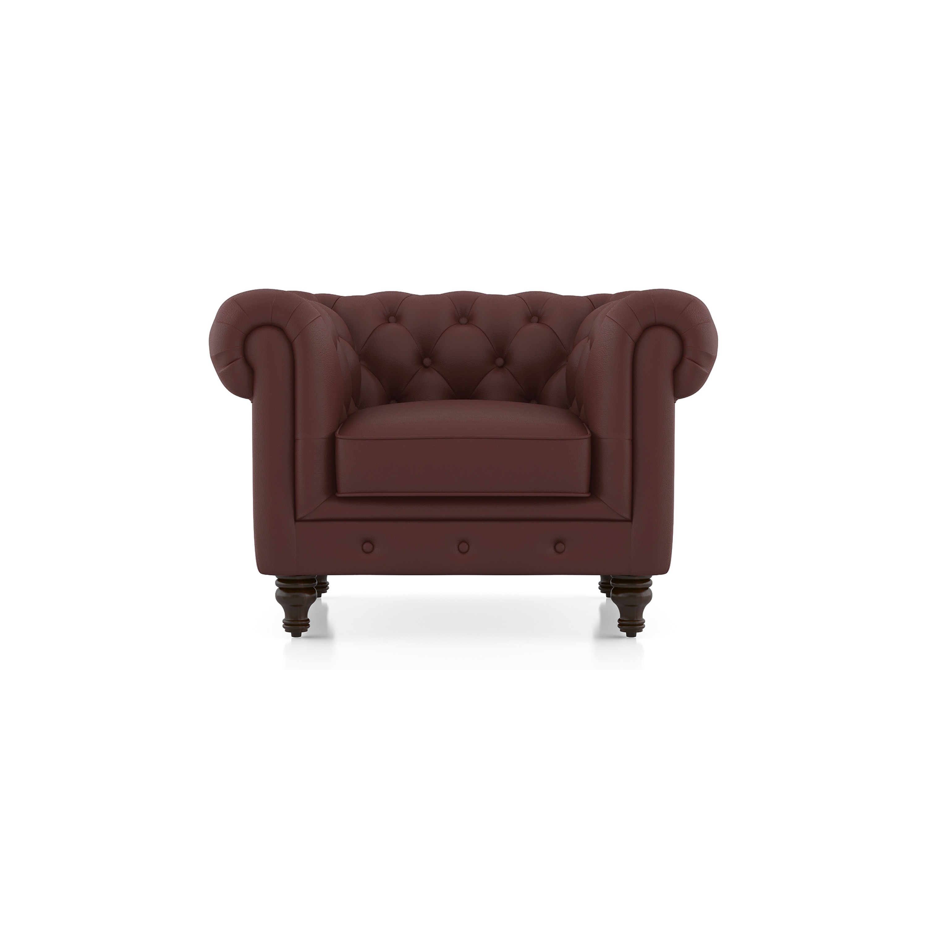 Winchester 1 Seater Half Leather Sofa In Bordeaux Italian Leather