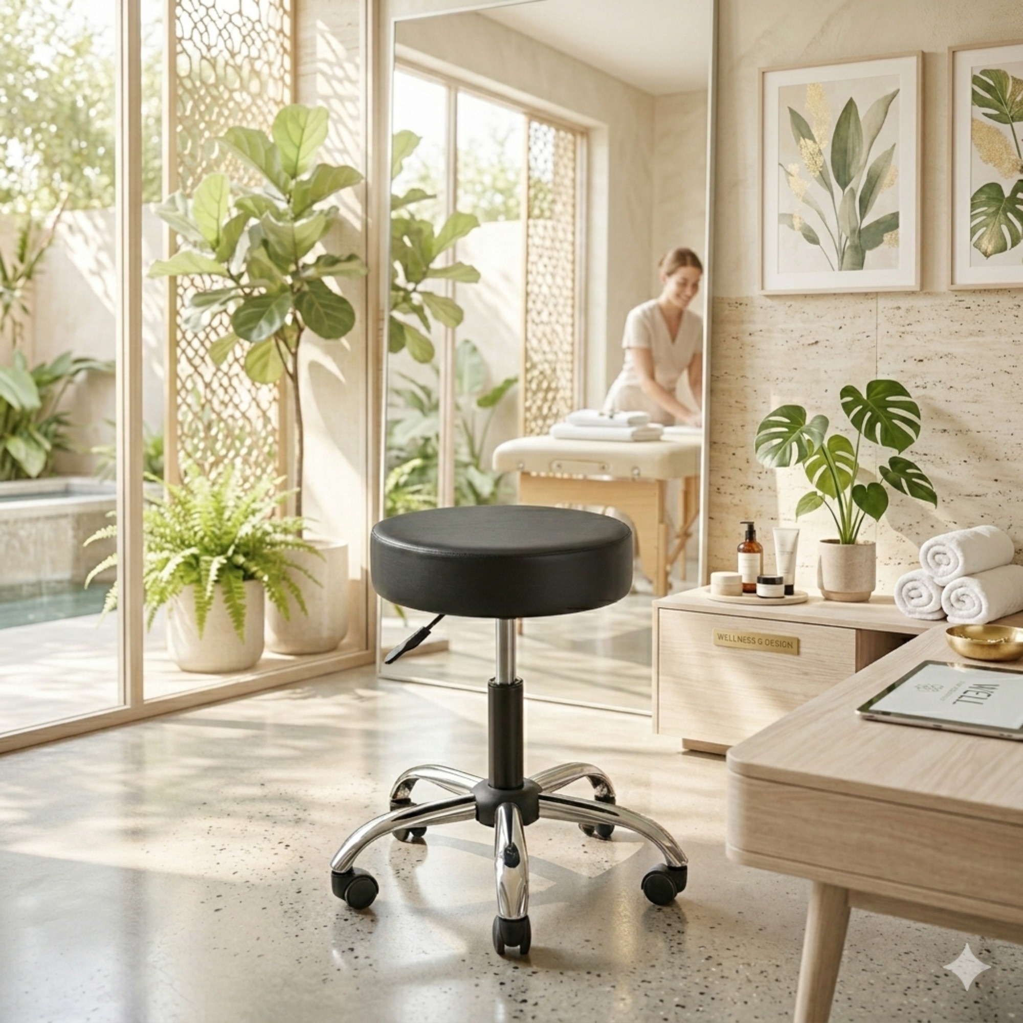 Zen Solid Wood Bar Stool (White Boucle Colour)