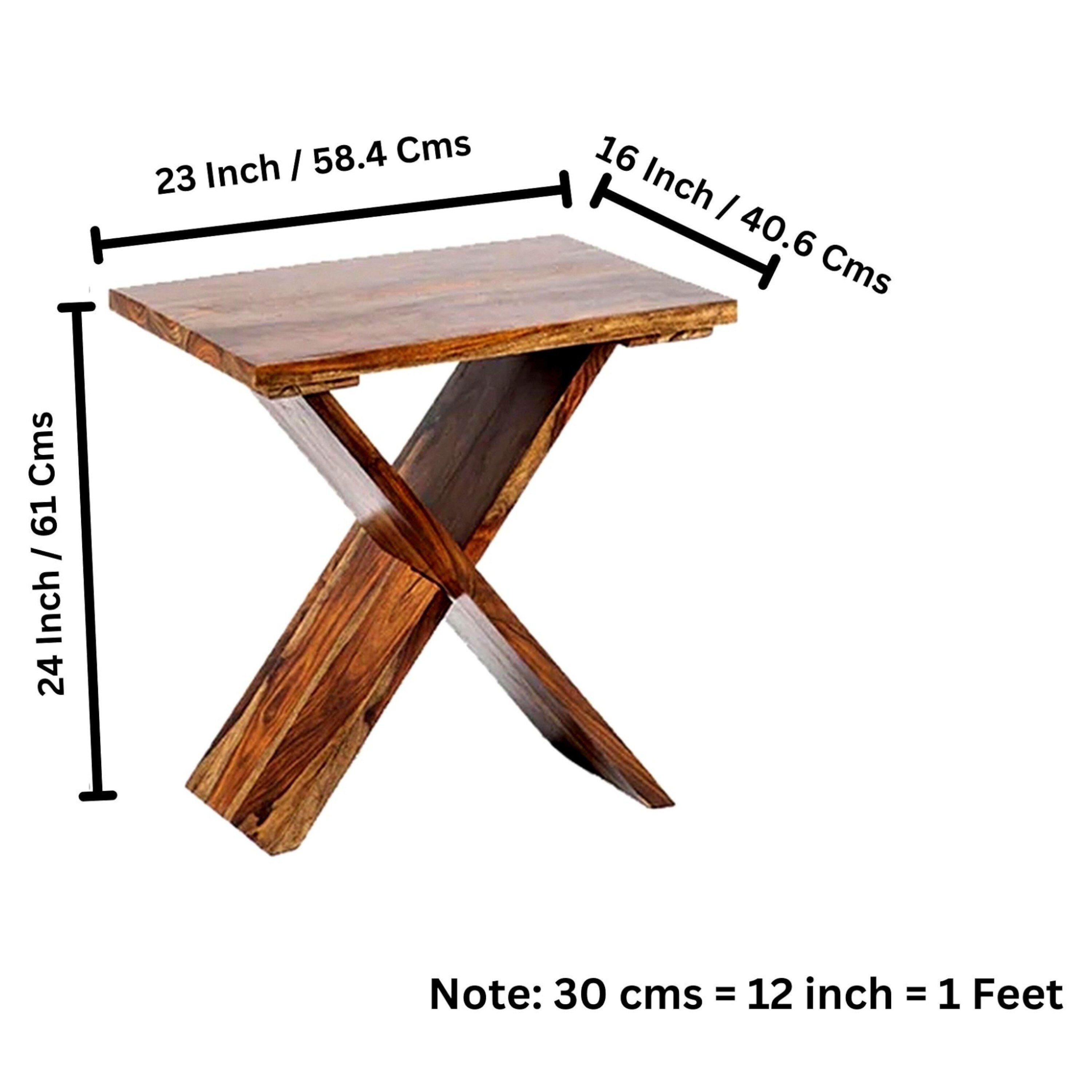 Darcy Sheesham Wood Contemporary Rectangle Set Of 2 Tea Table  Side Tables In Teak Finish