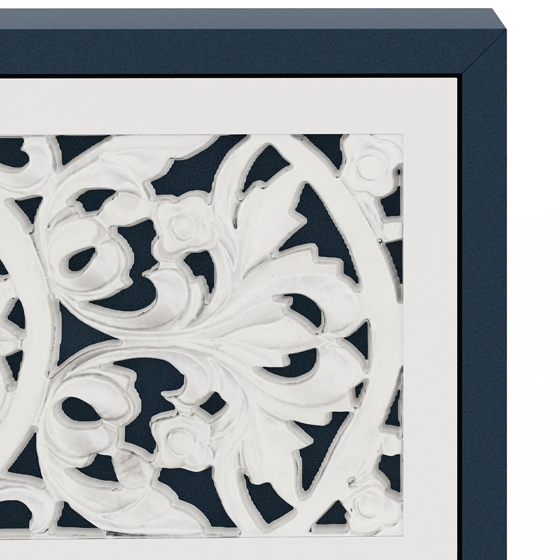 Alida Solid Wood Bedside Table in Rivera Blue Finish