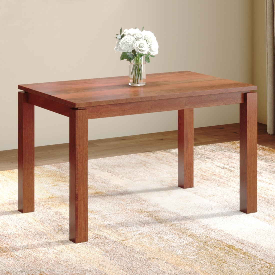 Atlas Solid Wood 4 Seater Storage Dining Table In Honey Finish - Urban Ladder