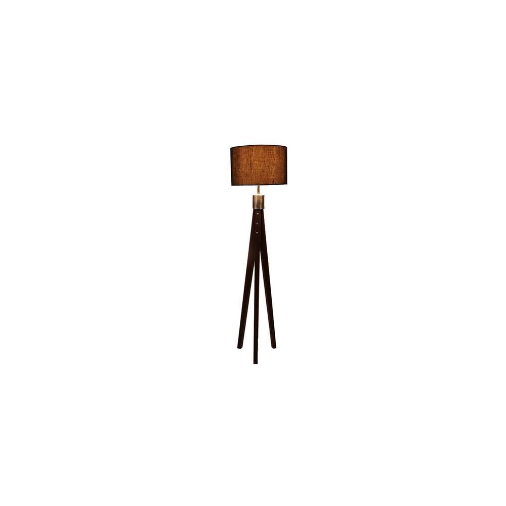 Simone Black Cotton Shade Floor Lamp