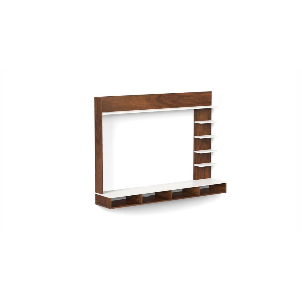 Primax Grande Engineering Wood Wall Mount TV Entertainment Unit Set Top Box Stand/TV Cabinet with Shelves for Books & Décor Display Unit Bed Living Room Upto 50 Inches (Brown Maple & White)