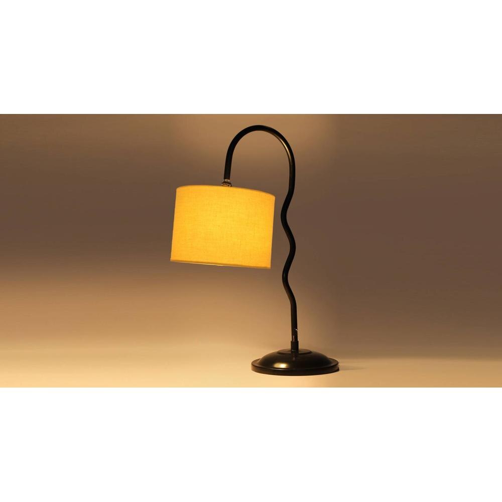 Yellow cotton Zig Zag Curvy table lamp with Iron Base (SP27)