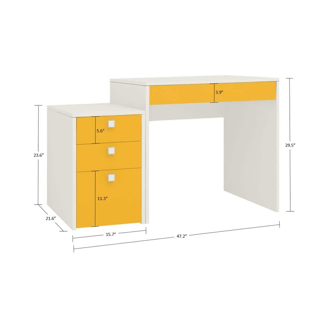 Eskada Kids Study Desk cum Printer Table with 4 Drawers in Mango Yellow Colour