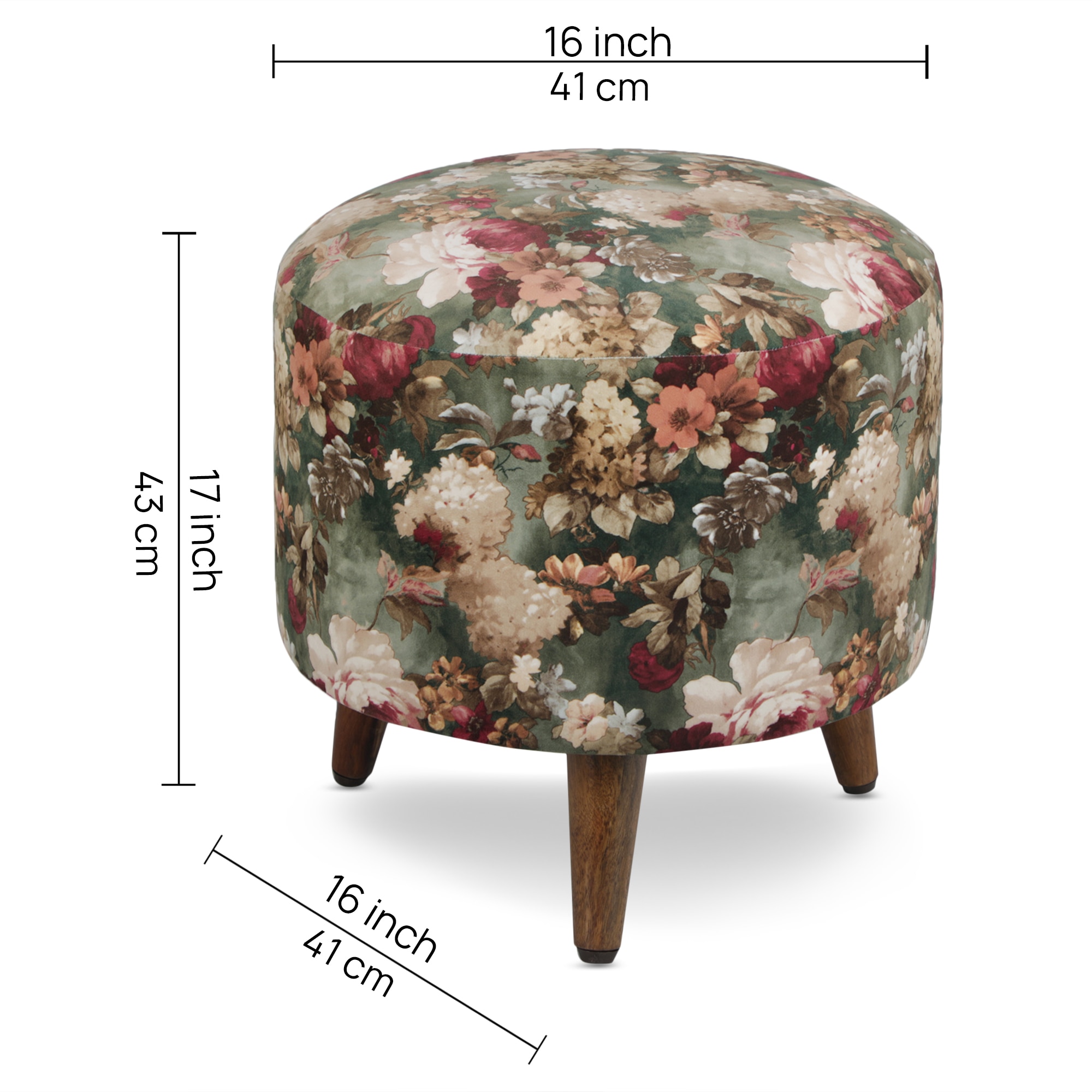 Lavinia Solid Wood  Ottomon in  Gold Colour