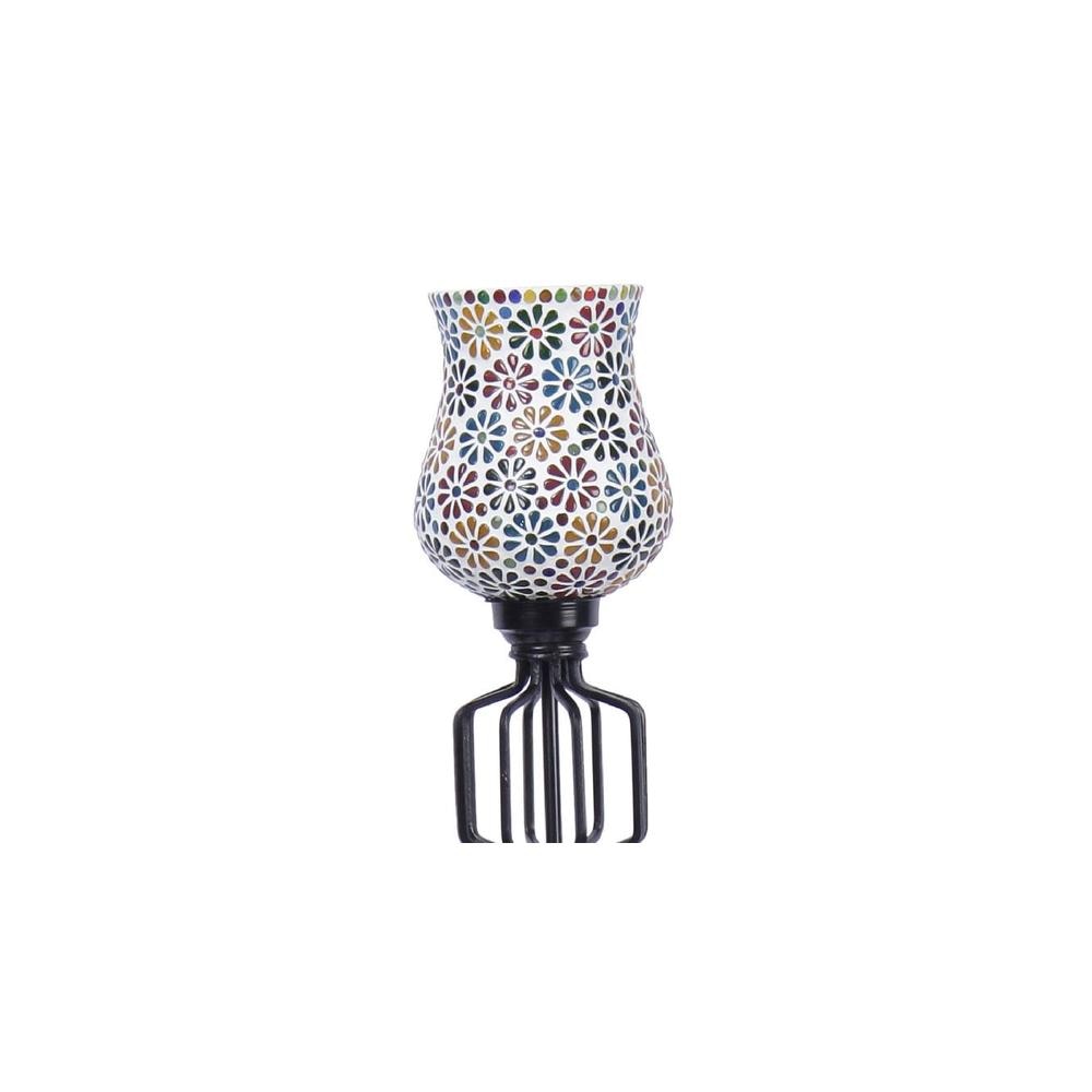 Rosa Multicolour Glass Floor Lamp with Black Iron Base