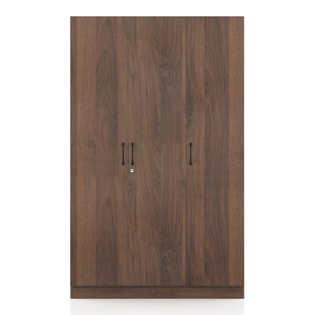 Zoey Engineered Wood 3 Door Wardrobe in Classic Walnut Finish