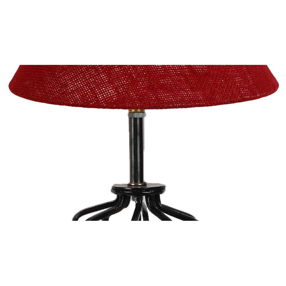 Gabrielle Maroon Jute Table lamp with Wood & Iron Base