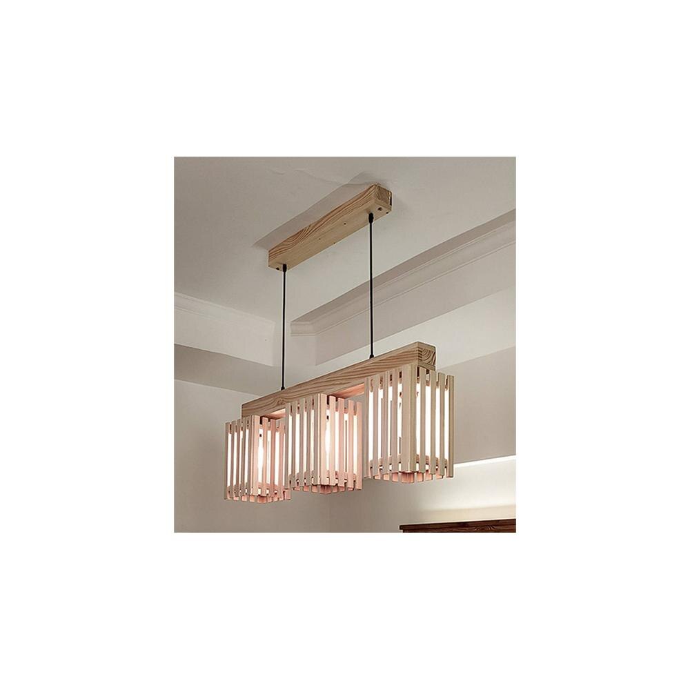 Elegant Beige Solid Wood Cluster Hanging Light