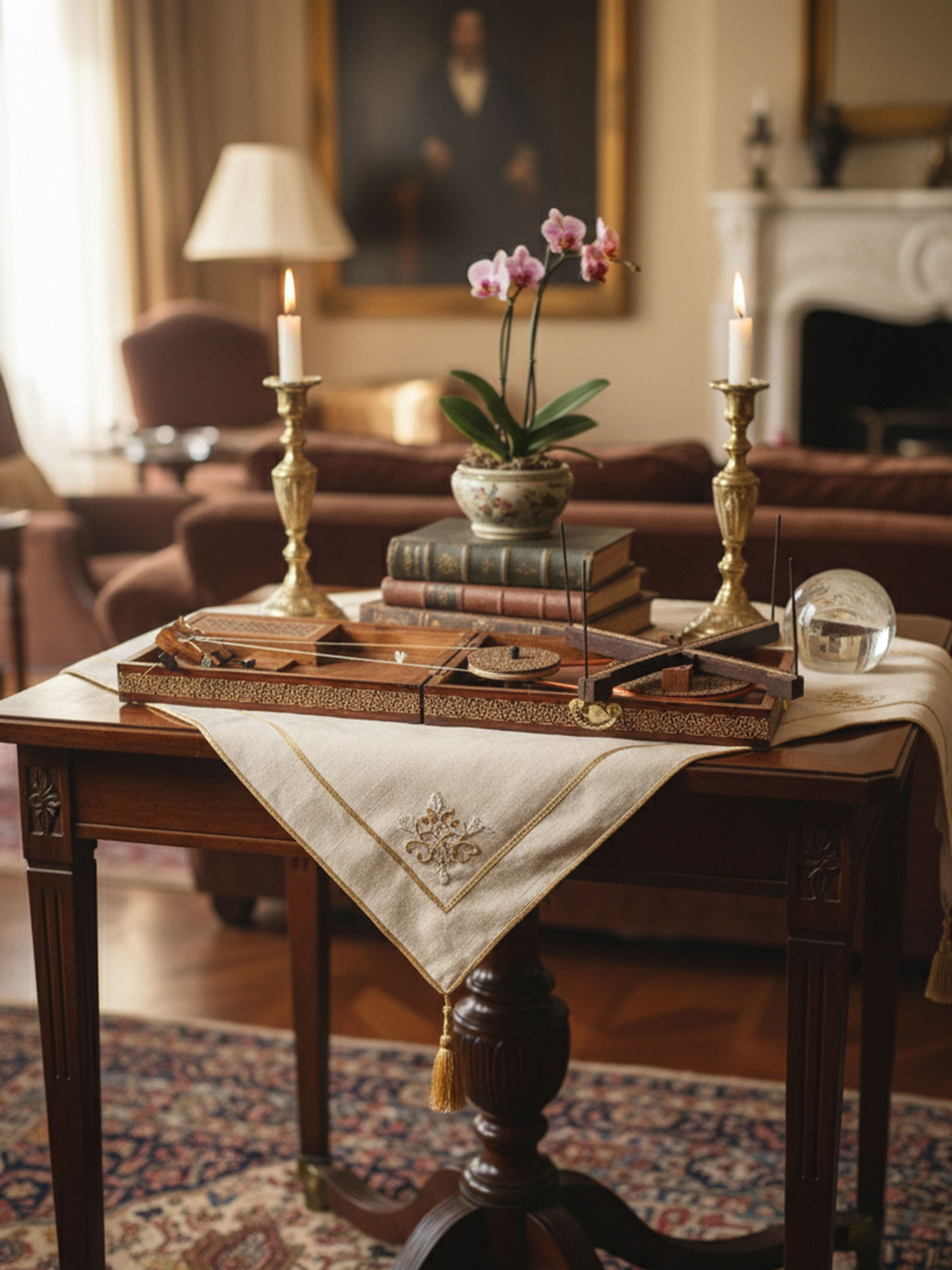 Handcrafted rosewood marquetry charkha decorative spinning wheel – side view
