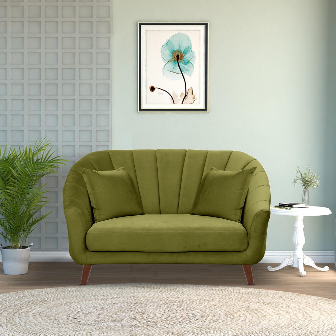 Nilo Velvet 2 Seater Sofa Mint Green  in Colour - Ikro Lifestyle