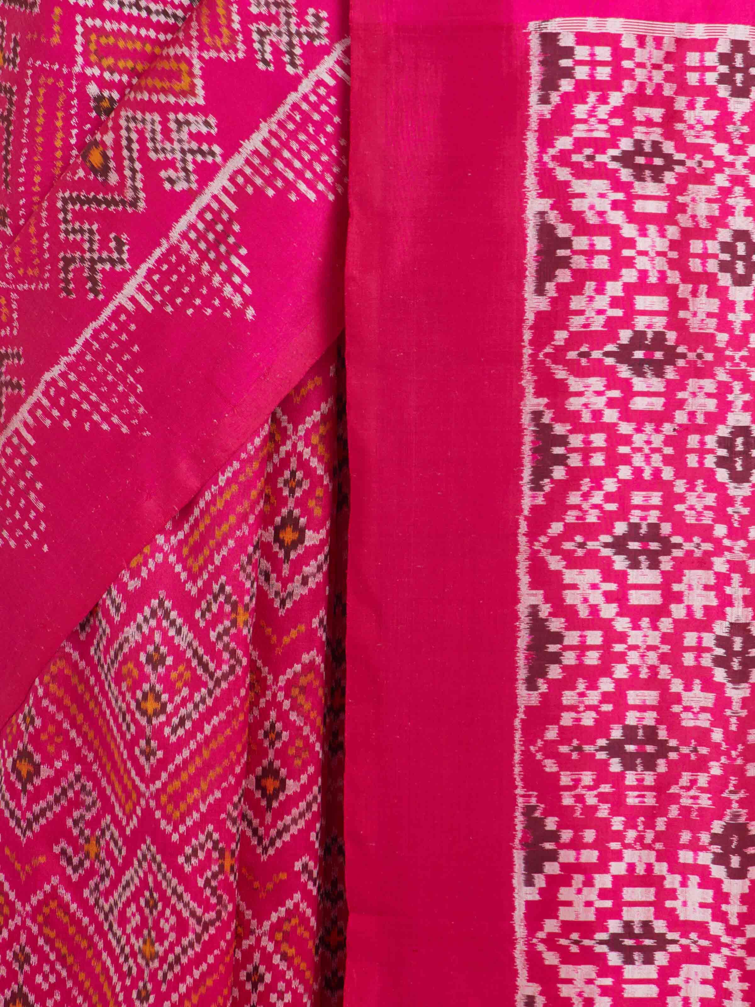 Pink Pochampally Combodia Ikat Silk Saree