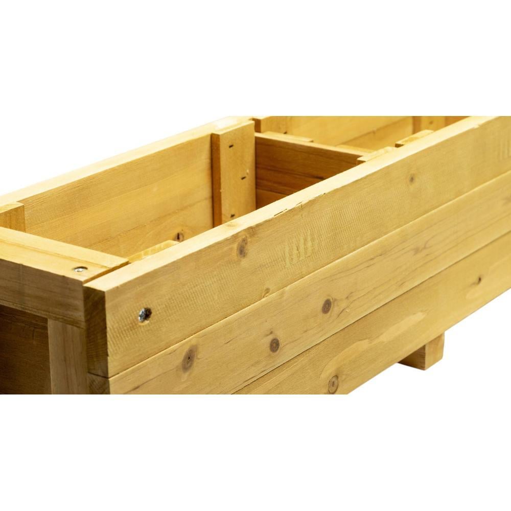 Wooden Slim Herb Planter with Divider Natural 60 cm