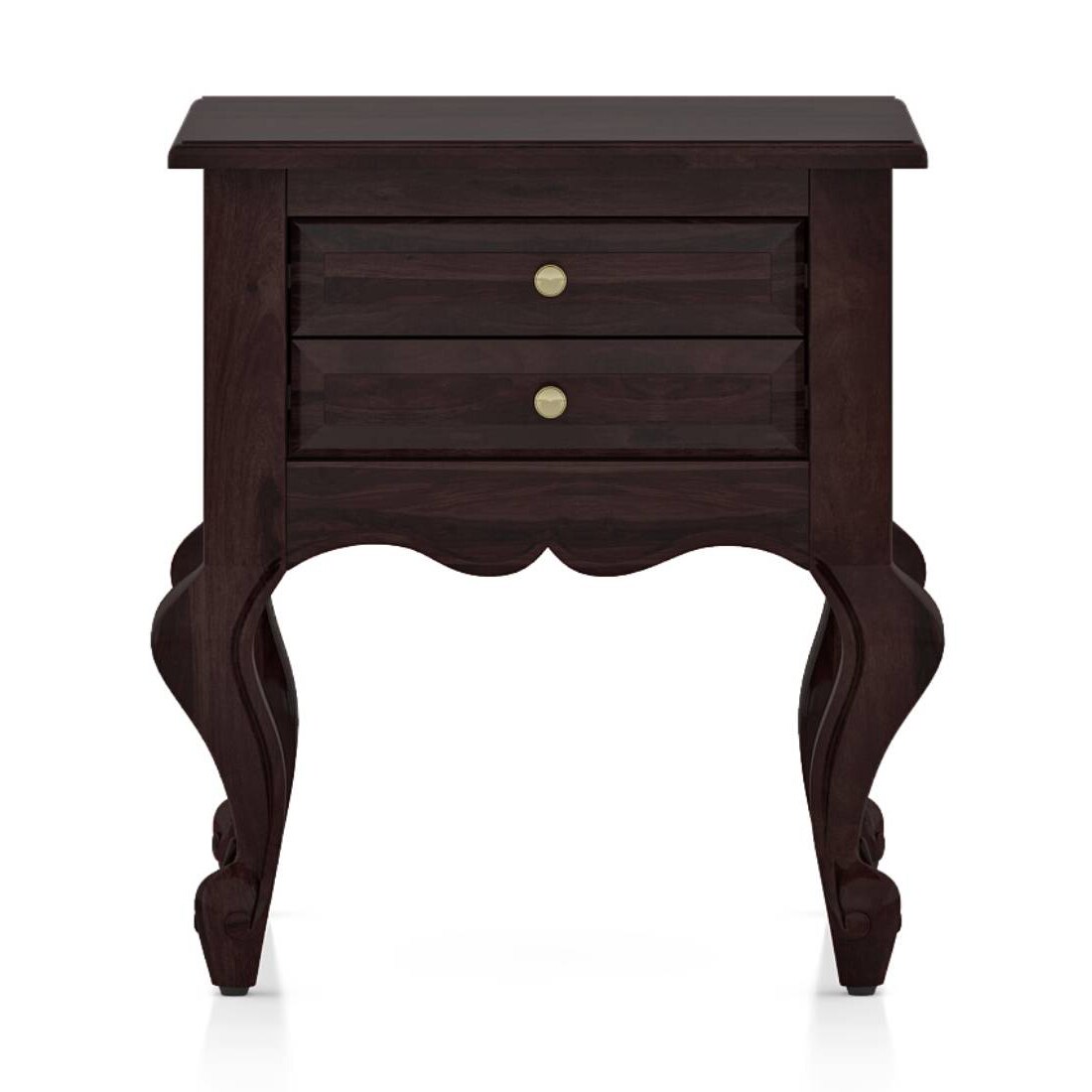 Nitara Solid Wood Bedside Table in Mahogany Finish
