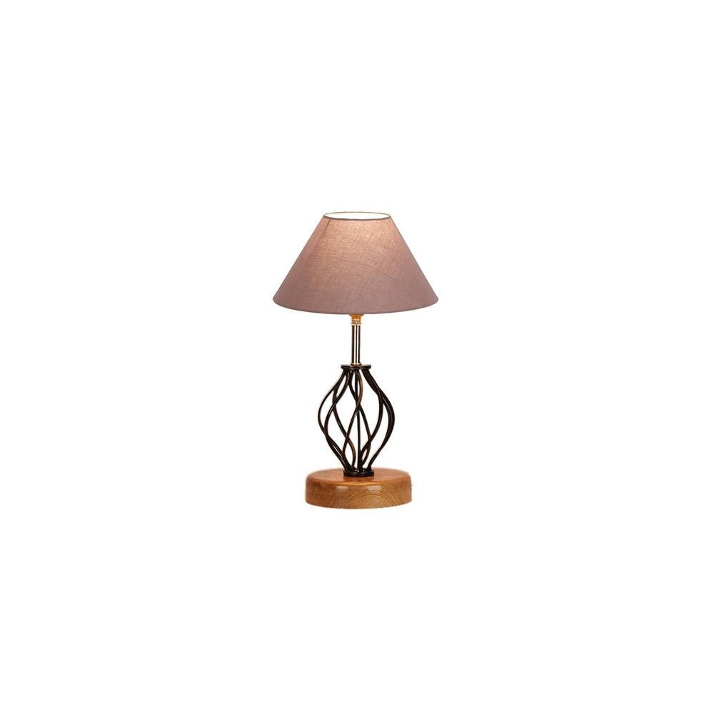 Alivia Grey cotton Table lamp with Wood & Iron Base