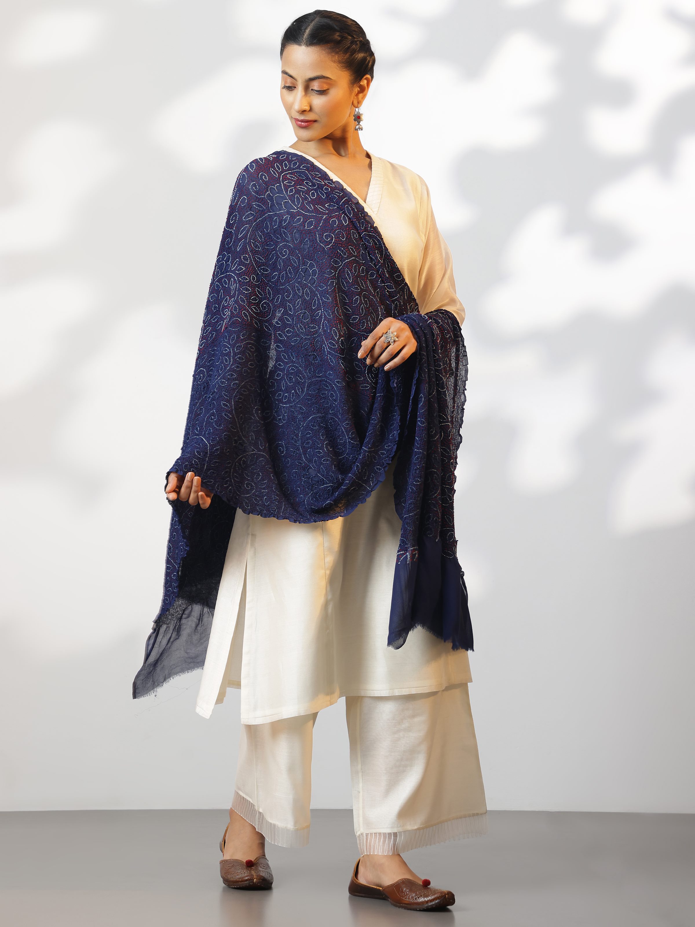 Indigo Georgette Bandhani Tie & Dye Dupatta