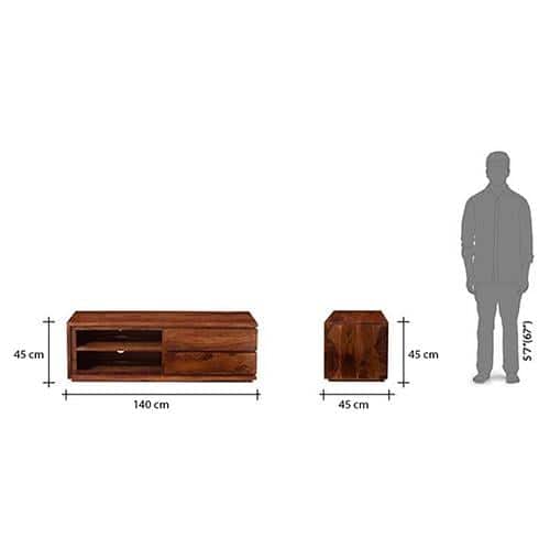 Vector Solid Wood TV Unit in Teak Finish