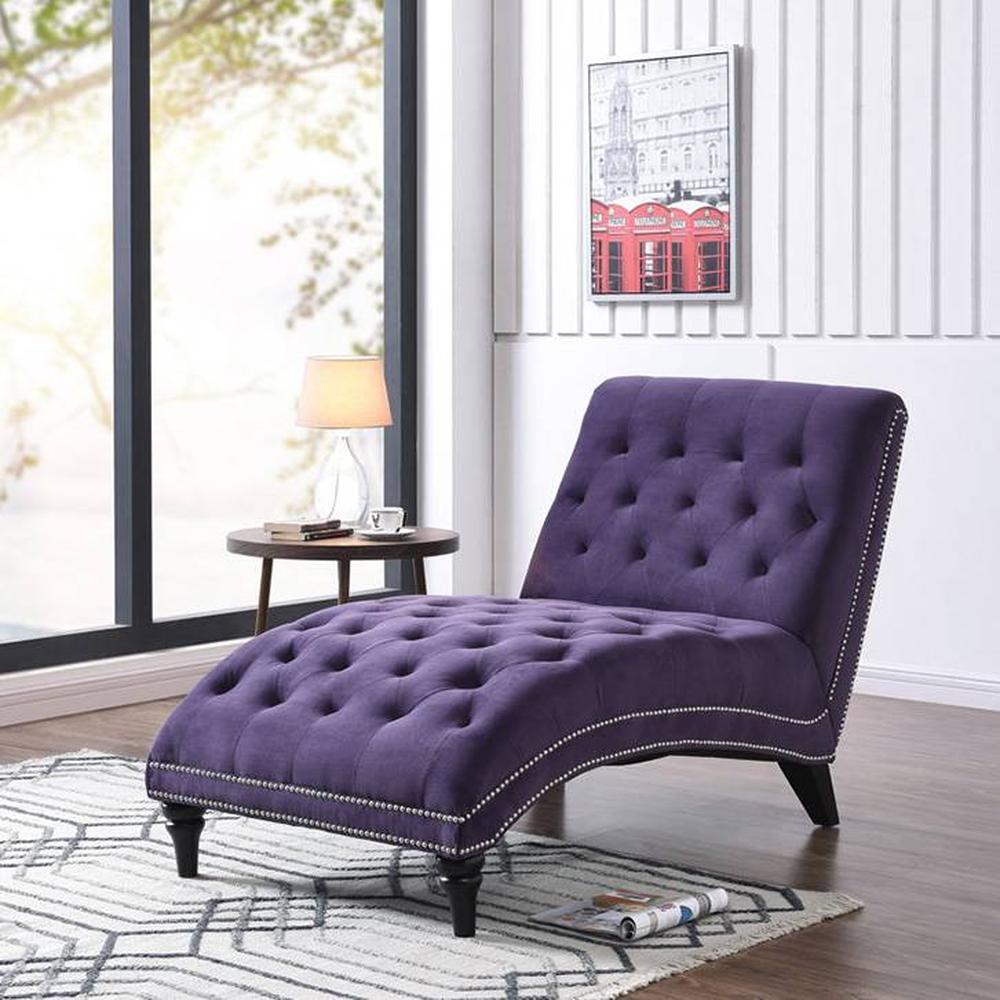 Pion Velvet Chaise Launger in Purple Colour