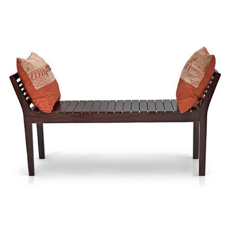 Latt Solid Wood Bench In Mahogany Finish