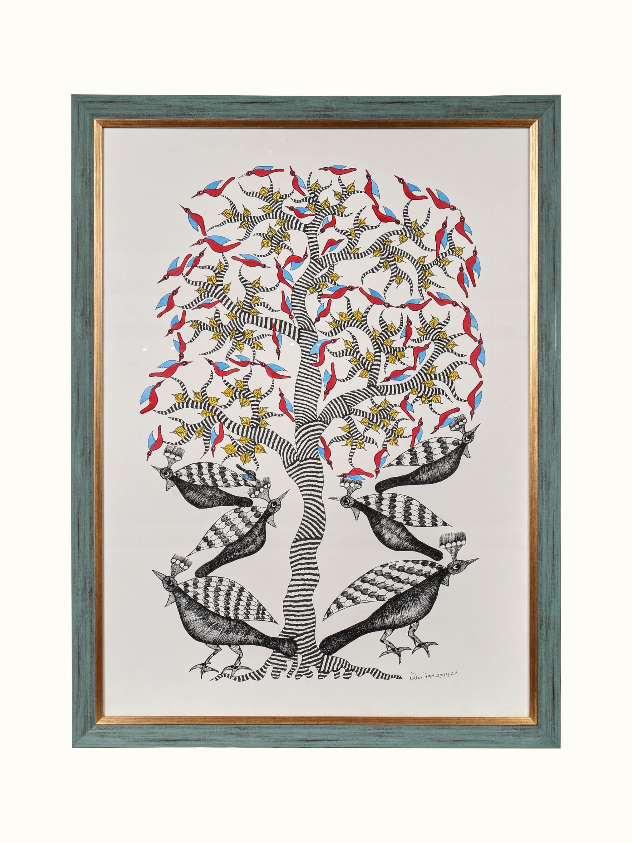 Birds Under Tree Gond Art