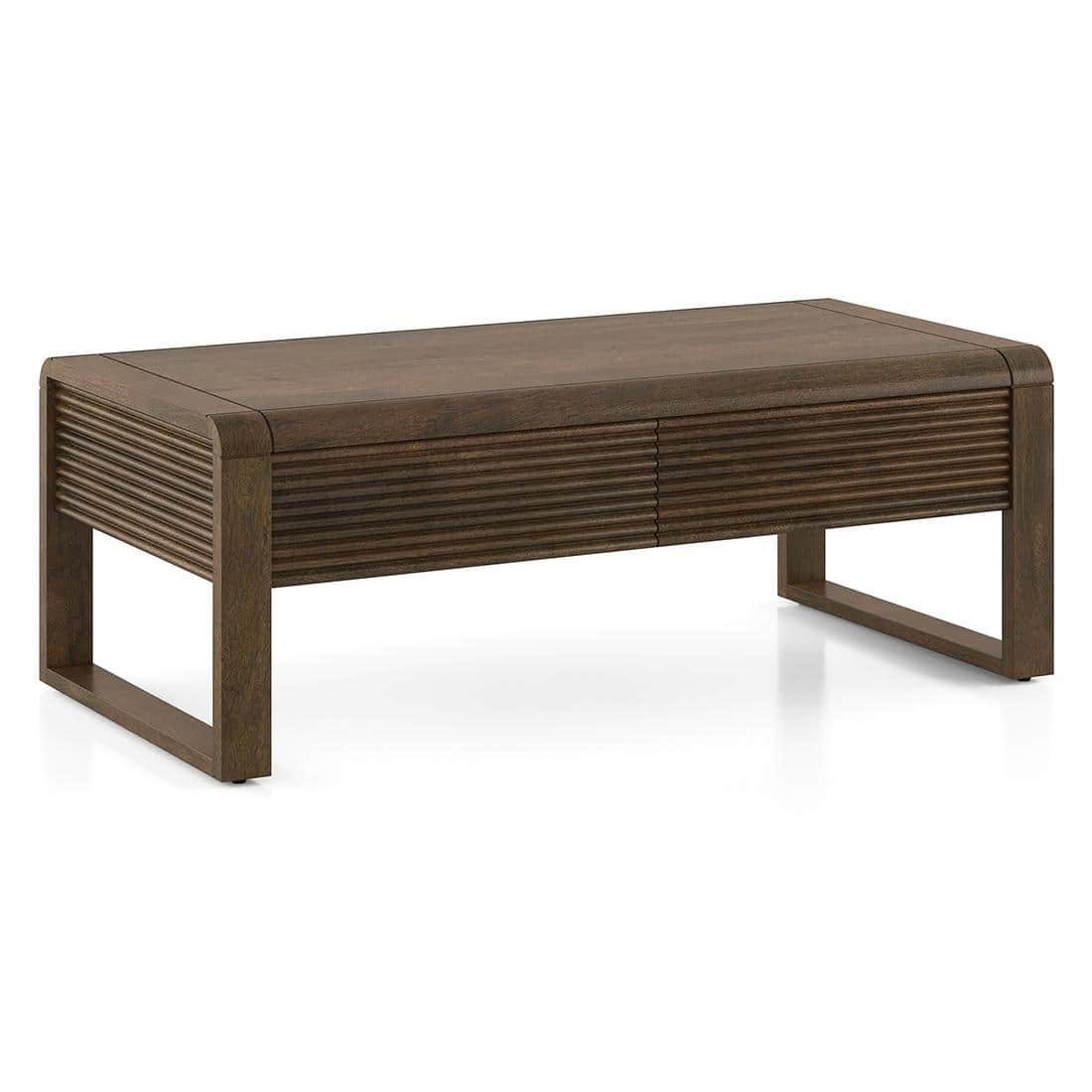 Linnea Rectangular Solid Wood Coffee Table In Danish Walnut Finish