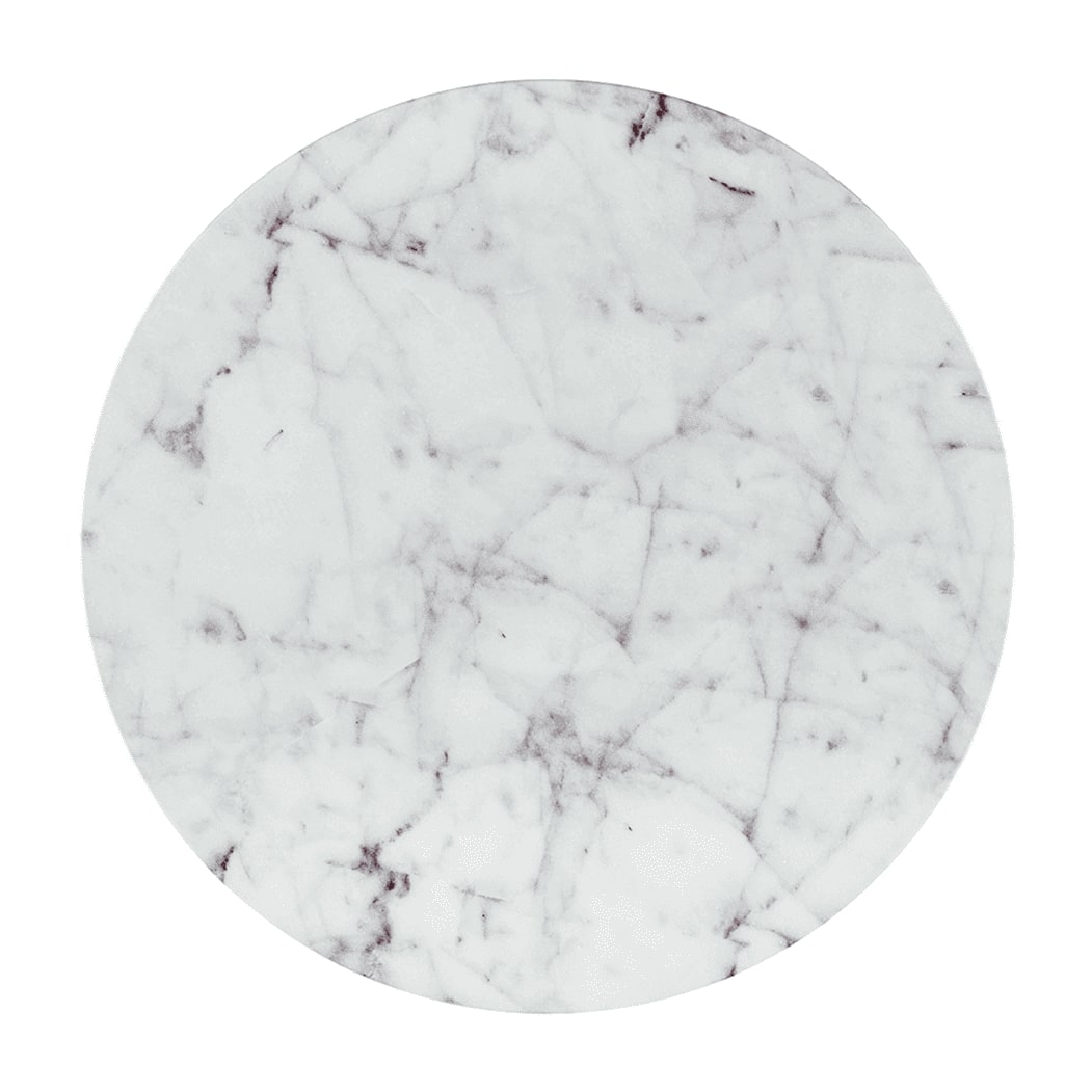 Alaya Round White Marble Top Metal Side Table in Gold finish