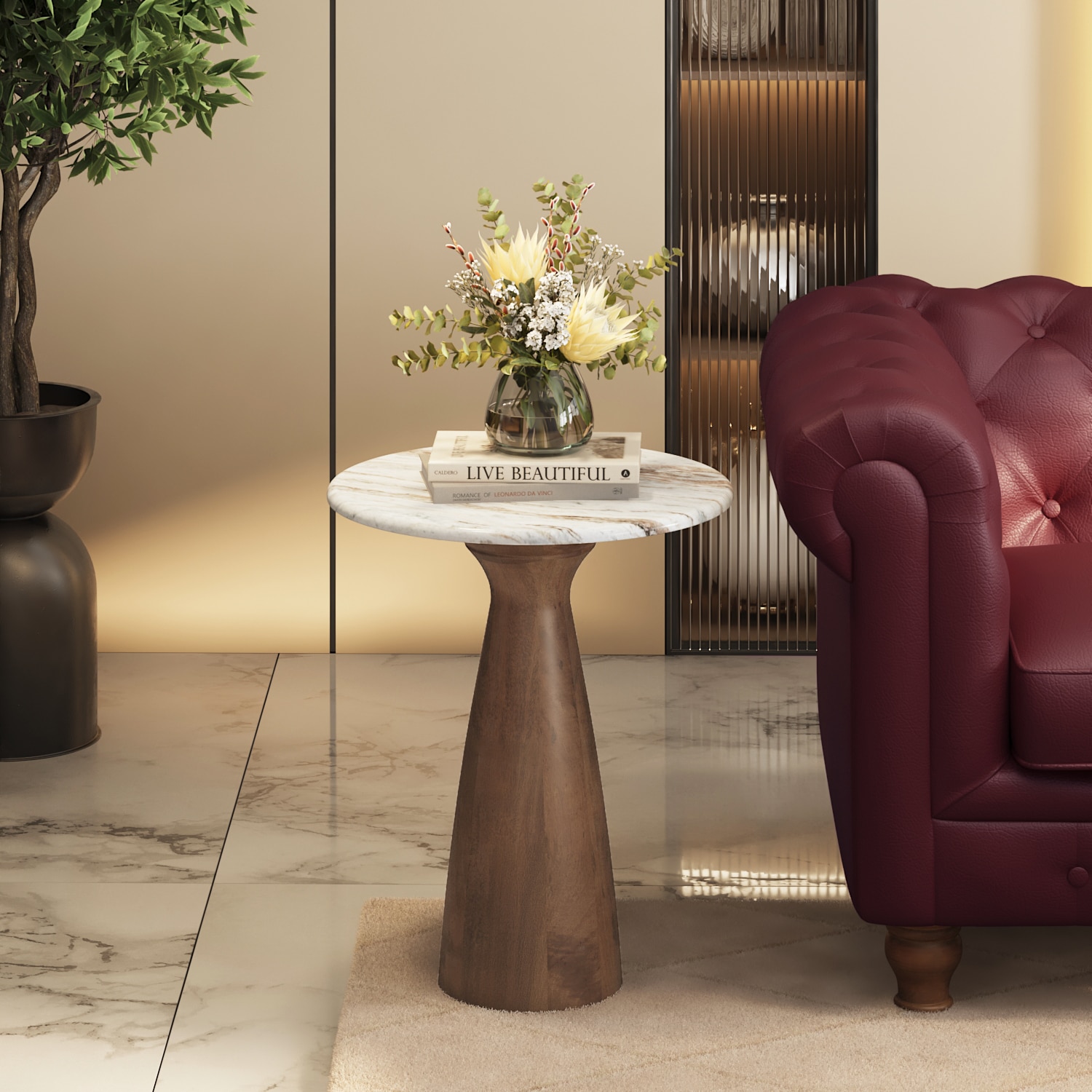 Sienne Soildwood and Toronto Side Table in Bronzed Oak Finish